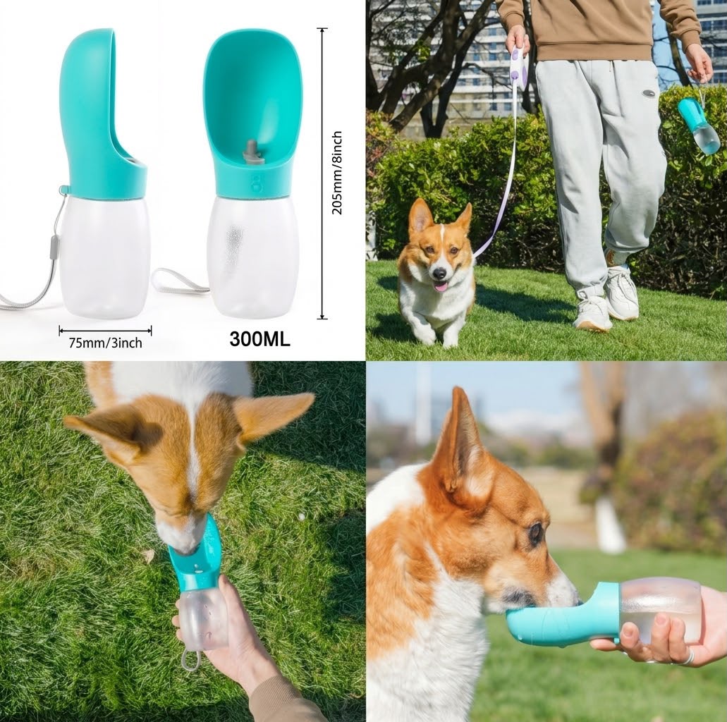 Botella Bebedero Portátil para Perros y Gatos · 300 ml